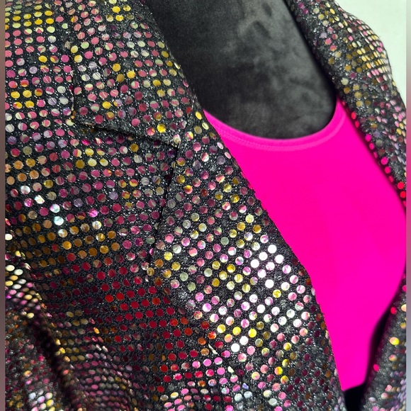 Rainbow Sequend Candy-dot Blazer. True to the 80’s it's one size w shoulder pads - Picture 4 of 10